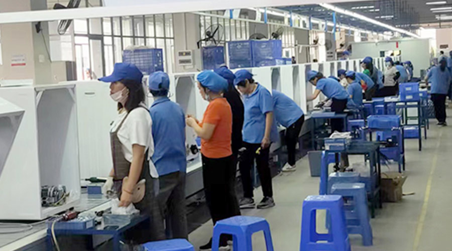 生產(chǎn)實況！金環(huán)電器開展客戶TCL滾筒衣服烘干機生產(chǎn)